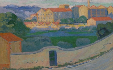 Augustin Carrera, Spanish/French, 1878-1952 - Usine a Marseille; oil on canvas, signed 'A. Carrera' lower left, 60 x 81 cm (ARR) Note: Exploring a variety of subject matters including nudes, portraiture, still lifes and views of the south of...