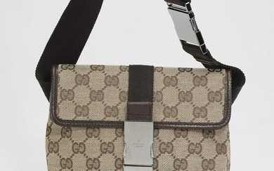 Authentic Gucci Monogram Canvas Belt Bag, 7"w