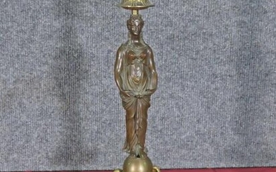 BRONZE FIGURAL CANDLE STAND