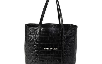 Balenciaga Crocodile-Embossed Leather Small Everyday Tote