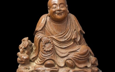 Bambou de Chine. Bouddha rieur tenant un... - Lot 44 - MJV Soudant