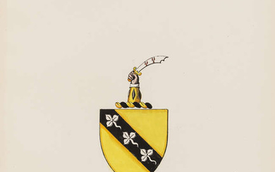 Bedford (William Kirkpatrick Riland) A Collection of Arms of Gentry in Warwickshire, manuscript and watercolour wash title and 104 printed plates (97 overpainted with watercolour wash), original buckram, [late 19th century].