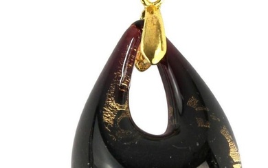 Black and Gold Toned Murano Glass Drop Pendant