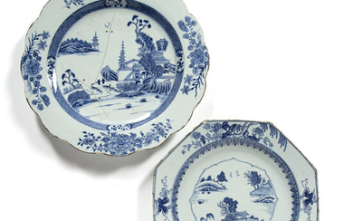 Blue and white porcelain shaped charger