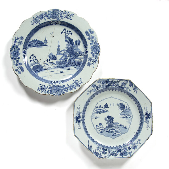 Blue and white porcelain shaped charger