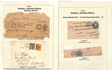 Bombay - Suburban Offices. 1869-84 Covers (23) and a registe...
