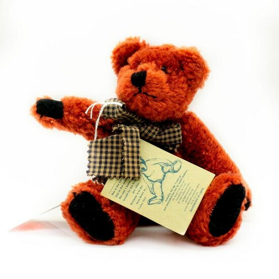 Boyds Bears Teddy Bear, Red with Plaid Scarf