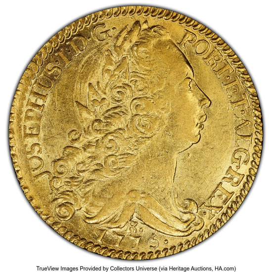 Brazil: , Jose I gold 6400 Reis 1775-R AU58 PCGS,...