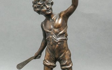 After Iffland Bronze "Cricket Boy" Sculpture