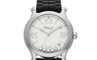 CHOPARD Stainless Steel Rubber 5 Diamond 36mm Happy Sport Quartz Watch