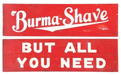 COLLECTION OF 2 BURMA-SHAVE WOODEN WAGON SIGNS.