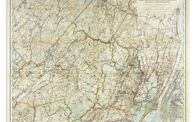 COLTON, G.W. & C.B. Colton's Topographical Road Map of Northern New Jersey. Large...