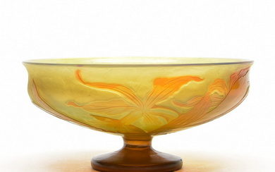 Cameo cut glass bowl on foot with floral...