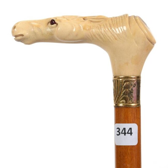 Cane with Carved Horse Head Handle