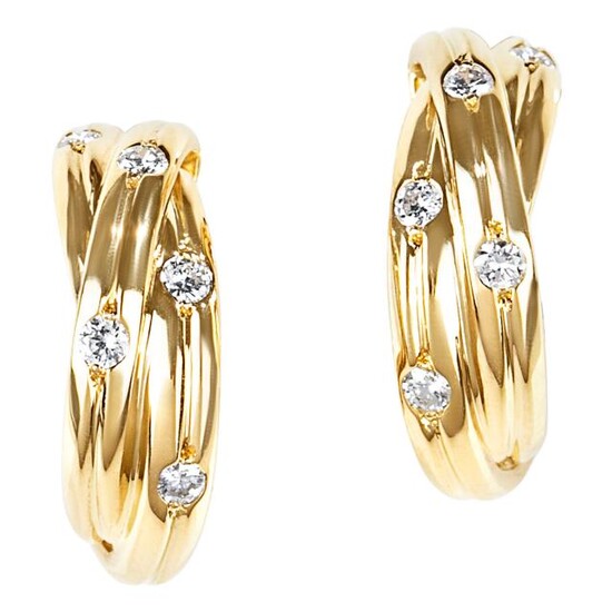 Cartier Pair of Gold and Diamond 'Trinity' Hoop Earrings