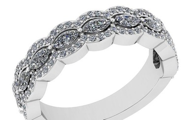 Certified 1.27 Ctw VS/SI1 Diamond 18K White Gold Vintage Style Wedding Band Ring
