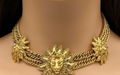 Chanel Leo Lion Sun Medallion Chain Necklace
