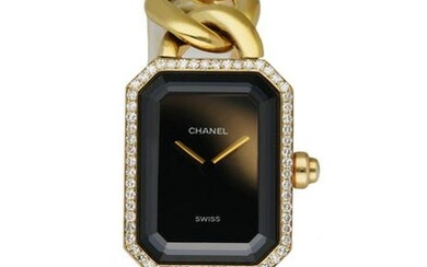 Chanel Paris 18K Yellow Gold & Diamond Bezel Onyx Dial