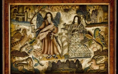 Charles II Allegorical Silk Raised Needlework