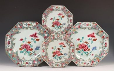 China, a set of two famille pink octagonal...
