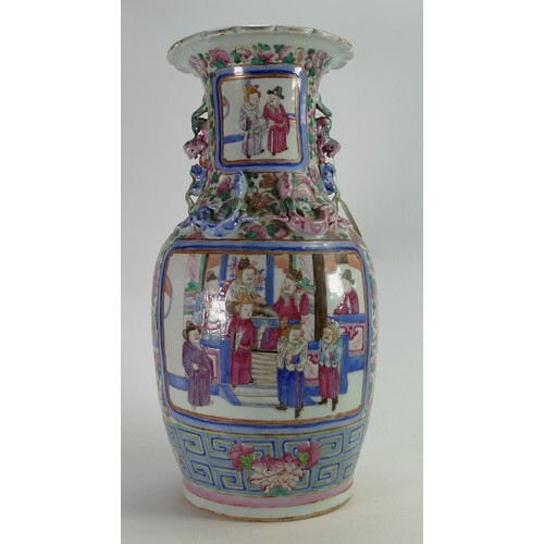 Chinese Cantonese 19th century tall vase: Measuring 43cm app...
