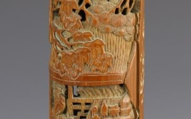 Chinese Carved Bamboo Incense Holder
