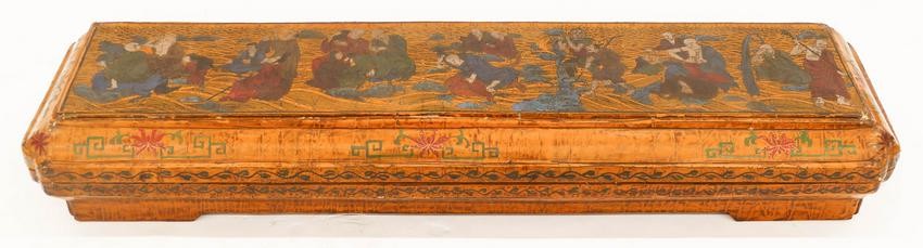 Chinese Immortals Polychrome Lacquered Long Box