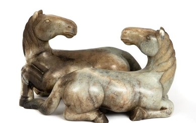 Chinese Jade Recumbent Horses
