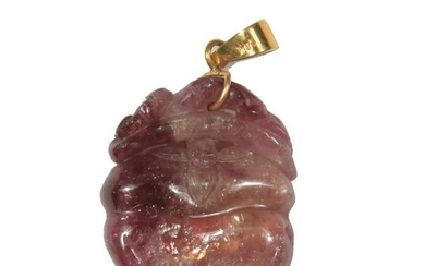 Chinese Pink Tourmaline Pendant with Fruit, 19th