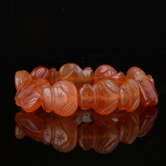 Chinese Red Agate Carving Bracelets
