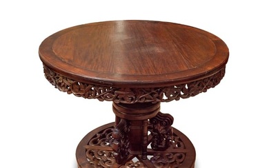 Chinese Rosewood Hongmu Round Table, Qing Dynasty