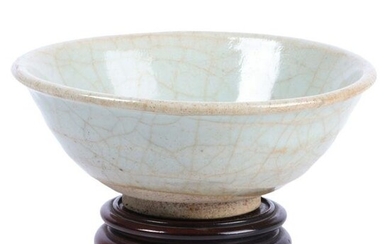 Chinese light blue green celadon bowl with wide crackle