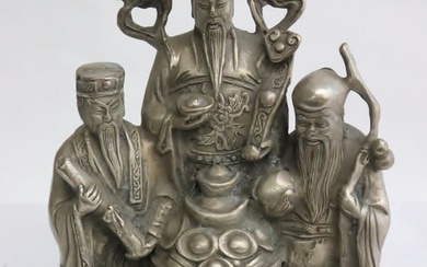 Chinese white bronze sculpture of deity