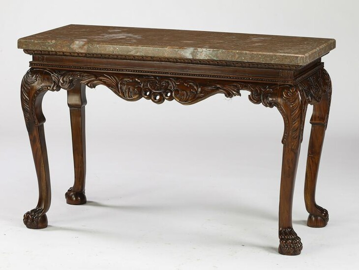 Chippendale style mahogany marble top console, 49"w