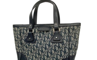 Christian Dior Tote Bag Trotter Canvas Leather Navy Ladies