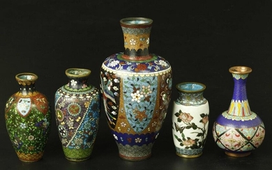 Collection 5 Chinese antique cloisonne vases
