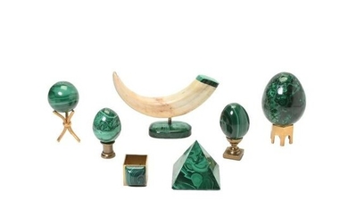 Collection of Malachite Desk Articles Including Tusk.