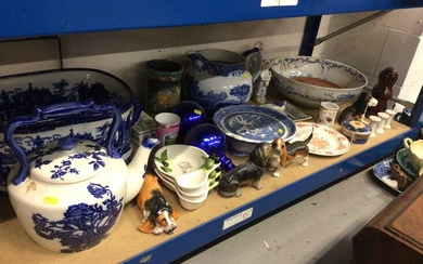 Collection of ceramics, including Staffordshire, Royal Worcester Millennium series, dog figurines, etc