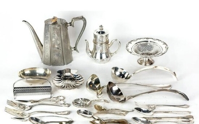 Collection of silver plate table articles