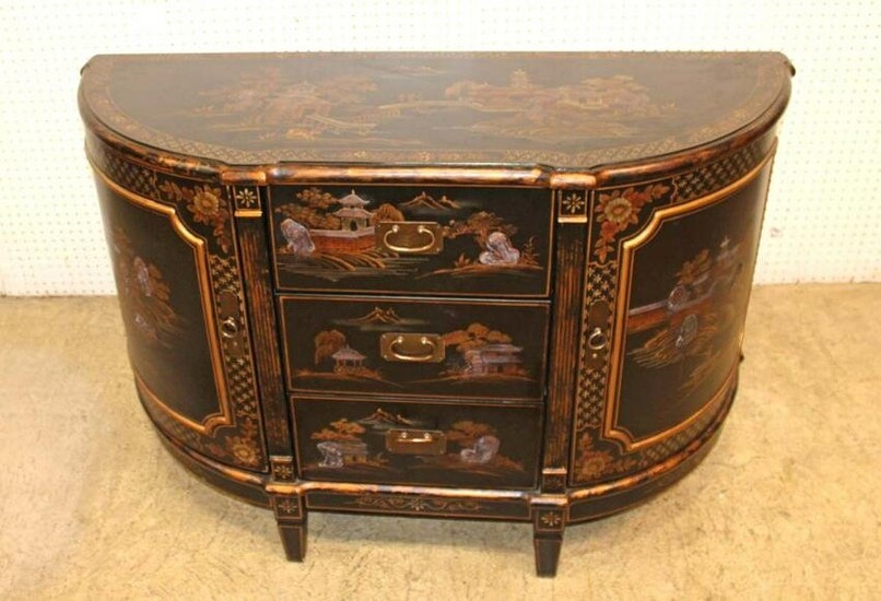 Contemporary Asian decorated 3 drawer 2 door commode