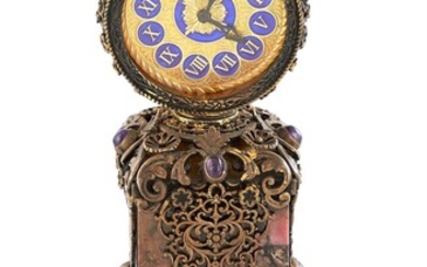 Continental Bronze-Mounted Marble and Amethyst Desk Clock