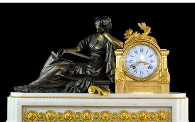 Corbisier Marble & Bronze Mantel Clock