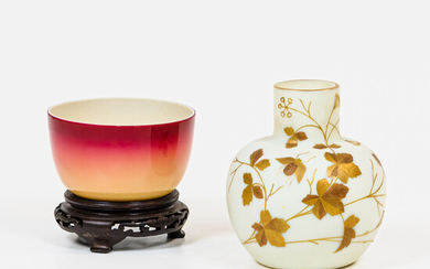 Crown Milano Vase and Wheeling Peachblow Bowl