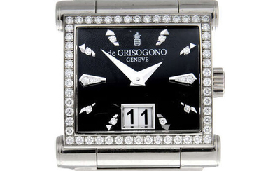 DE GRISOGONO - an 18ct white gold Instrumento "Grande Diamonds" wrist watch, 36mm.