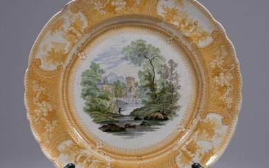 Davenport Porcelain Country Scene Plate ca. 1800