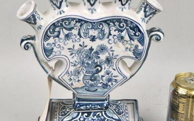 Delftware Blue & White Tulip Vase/Stand