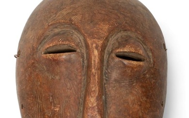 Democratic Republic of Congo, Lega Peoples, Carved Wood Bwami Society Mask, H 9", W 6", D 3"
