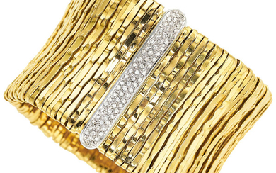 Diamond, Gold Bracelet, Orlandini The bracelet features full-cut diamonds...