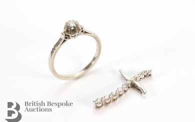 Diamond Solitaire Ring and Diamond Pendant