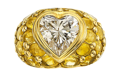 Diamond, Yellow Sapphire, Gold Ring, French The ring features...